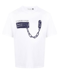 T-shirt girocollo stampata bianca e blu scuro di UNDERCOVE