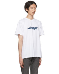 T-shirt girocollo stampata bianca e blu scuro di Awake NY
