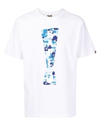 T-shirt girocollo stampata bianca e blu di A Bathing Ape
