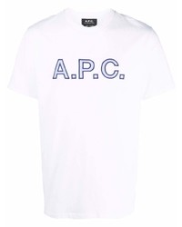 T-shirt girocollo stampata bianca e blu di A.P.C.