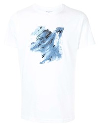 T-shirt girocollo stampata bianca e blu di agnès b.