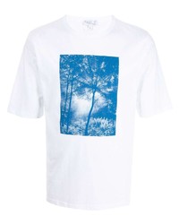 T-shirt girocollo stampata bianca e blu di agnès b.