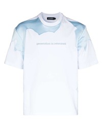 T-shirt girocollo stampata bianca e blu di AV Vattev