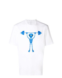 T-shirt girocollo stampata bianca e blu di Blackbarrett