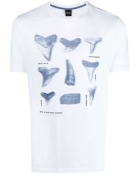 T-shirt girocollo stampata bianca e blu di BOSS HUGO BOSS