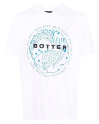 T-shirt girocollo stampata bianca e blu di Botter