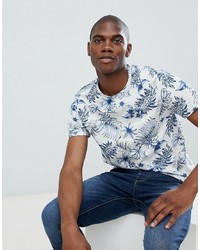 T-shirt girocollo stampata bianca e blu di Burton Menswear