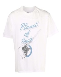 T-shirt girocollo stampata bianca e blu di C2h4