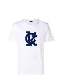 T-shirt girocollo stampata bianca e blu di Calvin Klein