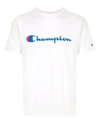 T-shirt girocollo stampata bianca e blu di Champion