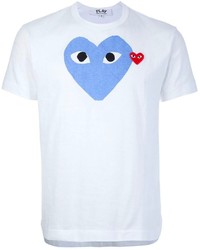 T-shirt girocollo stampata bianca e blu di Comme des Garcons