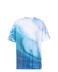 T-shirt girocollo stampata bianca e blu di Cynthia Rowley