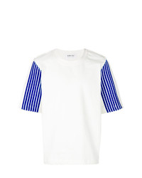 T-shirt girocollo stampata bianca e blu di Dima Leu