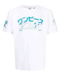 T-shirt girocollo stampata bianca e blu di Gcds