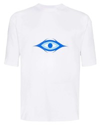 T-shirt girocollo stampata bianca e blu di Gmbh