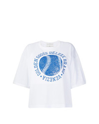 T-shirt girocollo stampata bianca e blu di Golden Goose Deluxe Brand