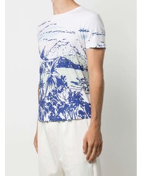 T-shirt girocollo stampata bianca e blu di Orlebar Brown