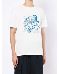 T-shirt girocollo stampata bianca e blu di PS Paul Smith