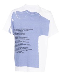 T-shirt girocollo stampata bianca e blu di Helmut Lang