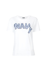 T-shirt girocollo stampata bianca e blu di Jil Sander Navy
