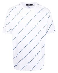 T-shirt girocollo stampata bianca e blu di Karl Lagerfeld