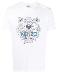 T-shirt girocollo stampata bianca e blu di Kenzo