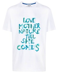 T-shirt girocollo stampata bianca e blu di Koché