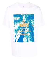 T-shirt girocollo stampata bianca e blu di Levi's