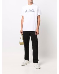 T-shirt girocollo stampata bianca e blu di A.P.C.