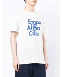 T-shirt girocollo stampata bianca e blu di Emporio Armani
