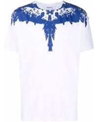 T-shirt girocollo stampata bianca e blu di Marcelo Burlon County of Milan