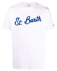 T-shirt girocollo stampata bianca e blu di MC2 Saint Barth