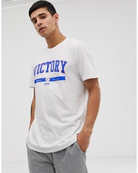 T-shirt girocollo stampata bianca e blu di New Look
