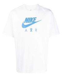 T-shirt girocollo stampata bianca e blu di Nike