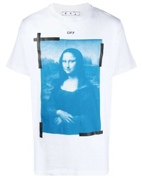 T-shirt girocollo stampata bianca e blu di Off-White