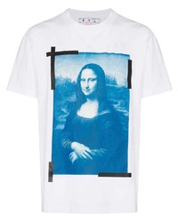 T-shirt girocollo stampata bianca e blu di Off-White