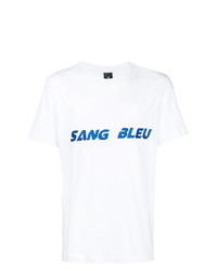 T-shirt girocollo stampata bianca e blu di Omc