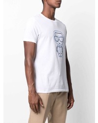 T-shirt girocollo stampata bianca e blu di Karl Lagerfeld