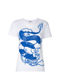 T-shirt girocollo stampata bianca e blu di P.A.R.O.S.H.