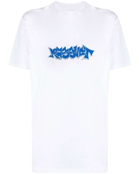 T-shirt girocollo stampata bianca e blu di PACCBET