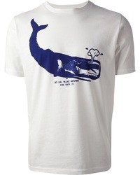 T-shirt girocollo stampata bianca e blu di Paul Smith