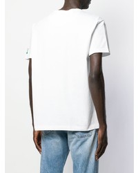 T-shirt girocollo stampata bianca e blu di Benetton