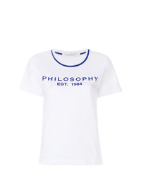 T-shirt girocollo stampata bianca e blu di Philosophy di Lorenzo Serafini