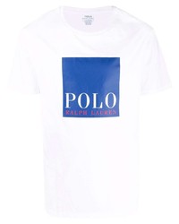 T-shirt girocollo stampata bianca e blu di Polo Ralph Lauren