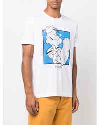 T-shirt girocollo stampata bianca e blu di Iceberg