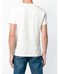 T-shirt girocollo stampata bianca e blu di Ami Paris