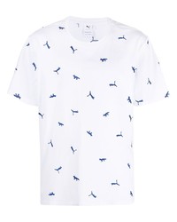 T-shirt girocollo stampata bianca e blu di Puma