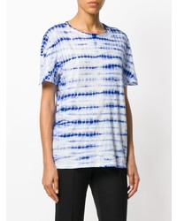 T-shirt girocollo stampata bianca e blu di Proenza Schouler
