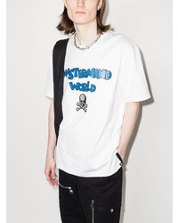 T-shirt girocollo stampata bianca e blu di Mastermind Japan