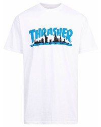 T-shirt girocollo stampata bianca e blu di Supreme